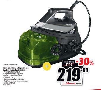 MediaWorld Rowenta Ferro caldaia ad alta pressione Perfect Steam Pro DG8666 offerta
