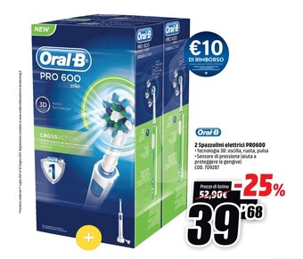 MediaWorld Oral-B 2 Spazzolini elettrici PRO600 offerta