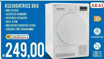 MD Discount AKAI Asciugatrice 8 Kg offerta
