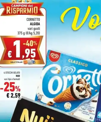 Conad Algida Cornetto Nocciola 375 G(ml) offerta