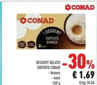 Conad Conad Dessert Gelato Tartufo Bianco / Nero 160 G offerta