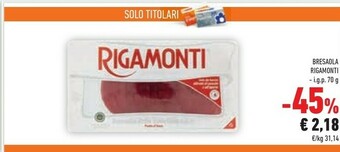Conad Rigamonti Bresaola Igp 70 G offerta