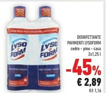 Conad Lysoform Disinfettante Pavimenti Cedro / Pino / Casa offerta