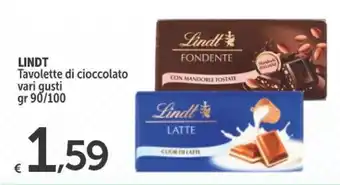 Carrefour Express Lindt Tavoletta di cioccolato 90/100 gr offerta