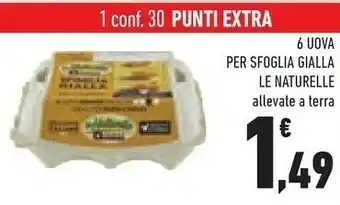 Conad Le Naturelle 6 Uova Medie Fresche Sfoglia Gialla offerta