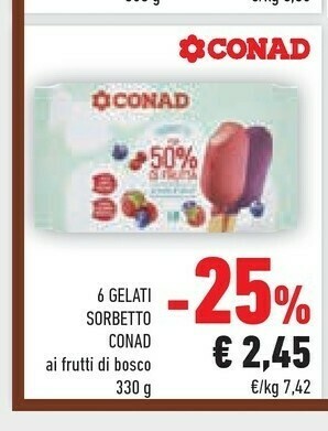Conad Conad - Sorbetti Ai Frutti Di Bosco 330 G(ml) offerta