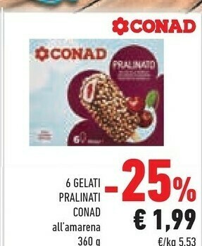 Conad Conad 6 Gelati Pralinati All'amarena offerta