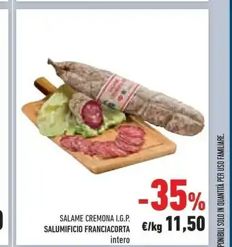Conad Salumificio Franciacorta Salame Cremona Igp offerta