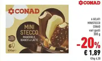 Conad Conad 6 Gelati Ministecco Mandorle Bianco E Latte offerta
