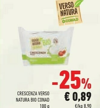 Conad Conad - Crescenza Biologica Verso Natura 100 G(ml) offerta