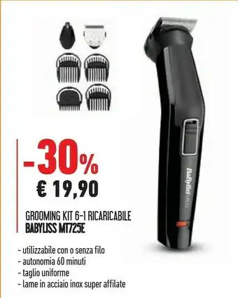 Conad Babyliss MT725E Regolabarba Nero offerta
