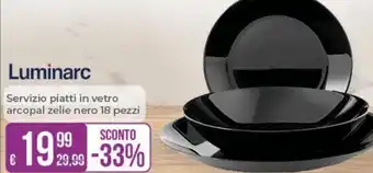 Luminarc Servizio piatti in vetro arcopal zelie nero 18 pezzi