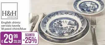 Portobello H&H English chintz servizio tavola 18 pezzi chint/blue offerta