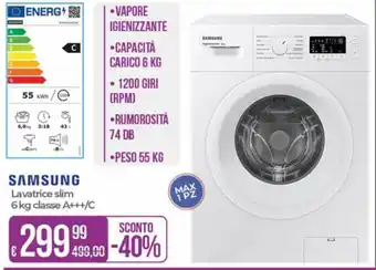 Portobello Samsung Lavatrice slim 6 kg classe A+++/C offerta