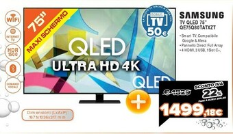 Expert Samsung Series 8 QE75Q80TAT 190,5 Cm (75") 4K Ultra HD Smart TV Wi-Fi Argento offerta