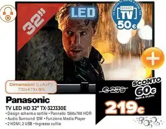 Expert Panasonic Tv Led Hd Tx-32j330e offerta