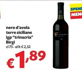 Pam Birgi Nero D'avola Terre Siciliane IGP Trinacria offerta