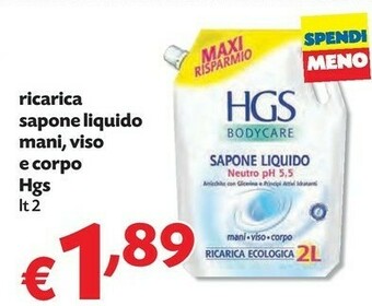 Pam HGS Ricarica Sapone Liquido Mani, Viso E Corpo offerta