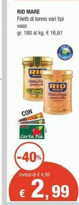 Crai Rio Mare Tonno Rio mare offerta
