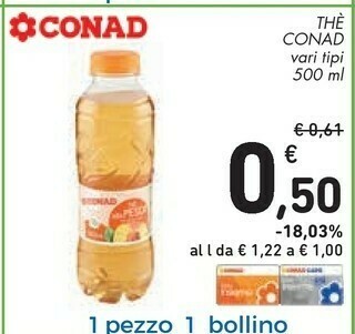 Conad Conad - Thè Alla Pesca 500 G(ml) offerta