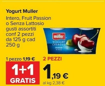 Carrefour Muller Müller - Yogurt Cremoso Ciliegia In Pezzi 250 G(ml) offerta