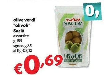 Pam Saclà Olivoli Verdi Snocciolate 185 G(ml) offerta