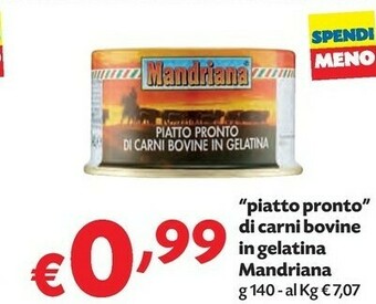 Mandriana Piatto Pronto Di Carni Bovine In Gelatina 140 G(ml)