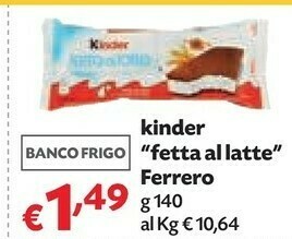 Pam Ferrero Kinder Fetta Al Latte 140 G(ml) offerta