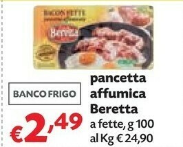 Pam Beretta Bacon Fette Pancetta Affumicata 100 G(ml) offerta