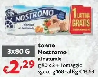 Pam Nostromo Tonno Al Naturale 168 G(ml) offerta