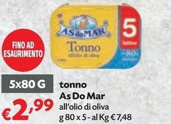 Pam Asdomar Tonno All'Olio Di Oliva offerta