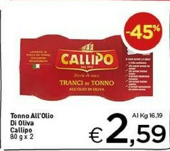 Crai Callipo Tonno All'Olio Di Oliva 80 G(ml) offerta