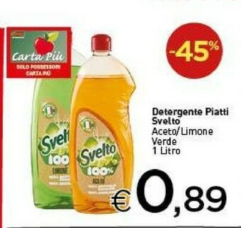 Crai Svelto Svelto Detergente Piatti Aceto/Limone Verde offerta