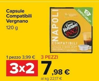Carrefour Caffè vergnano 1882 Capsule Napoli Compatibili 120 G offerta