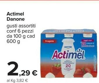 Carrefour Danone Actimel Fragola 600 G(ml) offerta