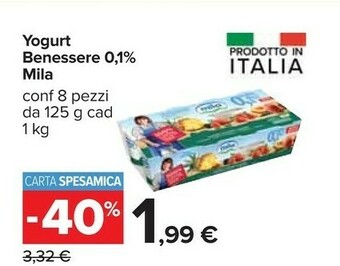 Carrefour Mila Yogurt Benessere 0,1% 125 G offerta