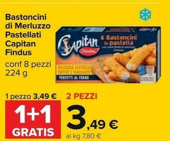 Carrefour Findus Bastoncini Di Merluzzo Pastellati Capitan 224 G offerta