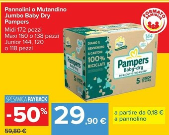 Carrefour Jumbo Pampers Baby Dry offerta