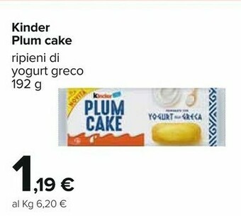 Carrefour Ferrero Kinder Plumcake Ripieni Di Yogurt Greco 192 G offerta