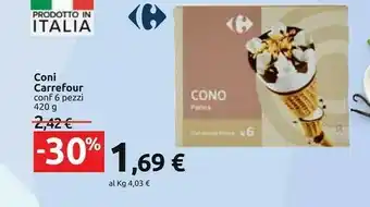 Carrefour Carrefour - Gelato Alla Panna Su Cono 420 G(ml) offerta