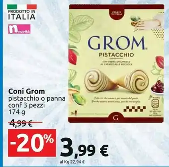 Carrefour Grom Coni Pistacchio O Panna offerta