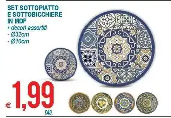 MD Discount Set Sottopiatto E SottoBicchiere In MDF 32 cm , 10 cm offerta