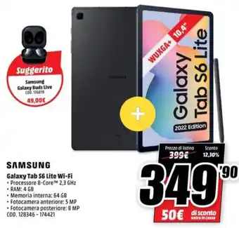 MediaWorld Samsung Galaxy Tab S6 Lite Wi-fi offerta