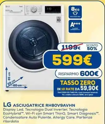 Euronics LG Asciugatrice RH80V9AVHN offerta