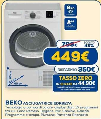 Euronics BEKO Asciugatrice EDR927A offerta