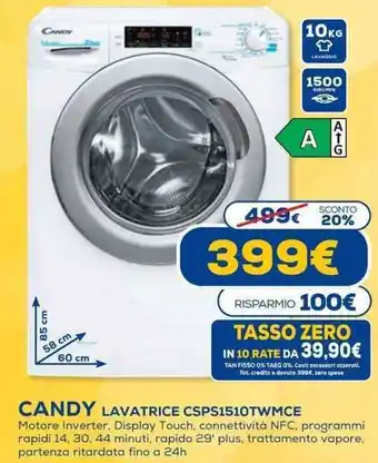 Euronics Candy Lavatrice CSPS1510TWMCE offerta