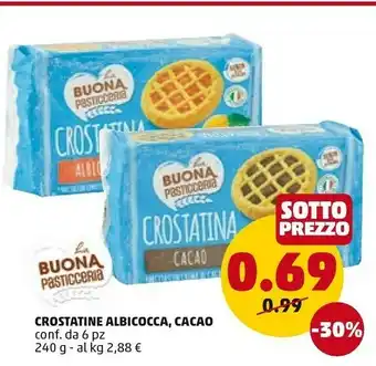 PENNY La buona pasticceria 6 Crostatine Farcite Con Confettura Di Albicocca 25% 240 G(ml) offerta