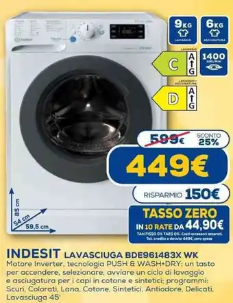 Euronics Indesit Lavasciuga BDE961483X WK offerta
