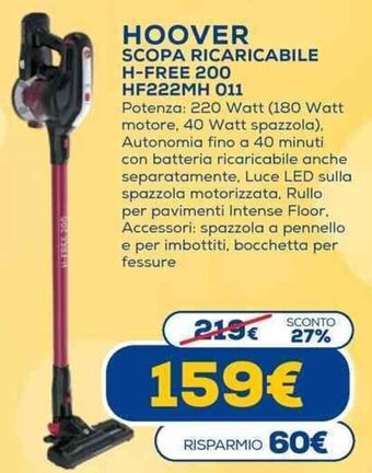 Euronics Hoover Scopa Ricaricabile H-Free 200 HF222MH 011 offerta