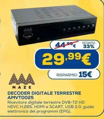 Euronics AAA Maze Decoder Digitale Terrestre AMVT0025 offerta